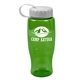a transparent green bottle & white lid poly - pure - 27 oz transparent bottle with tethered lid