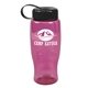 a transparent pink bottle & black lid poly - pure - 27 oz transparent bottle with tethered lid