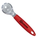 aerial view a red clear ice cream scoop with solid colored handle, image 1 of 2