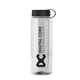 aerial view a clear bottle & black lid guzzler bottle with tethered lid - 32 oz, image 1 of 2