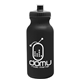 aerial view a black bottle & black lid 20 oz the omni color bike bottle with push pull lid, image 1 of 2