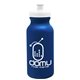 aerial view a metallic navy blue bottle & white lid 20 oz the omni color bike bottle with push pull lid, image 1 of 2