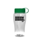 a clear bottle & green lid poly - pure jr. - 18 oz transparent bottle with tethered lid