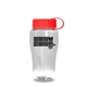 a clear bottle & red lid poly - pure jr. - 18 oz transparent bottle with tethered lid