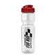 a clear bottle & red lid champion - 28 oz transparent bottle with flip lid