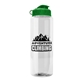 a clear bottle & green lid the guzzler - 32 oz transparent bottle with flip lid