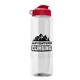 aerial view a clear bottle & red lid the guzzler - 32 oz transparent bottle with flip lid, image 1 of 2