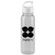 aerial view a clear bottle & white lid 24 oz the outdoorsman bottle with crest lid - made with tritan, image 1 of 3