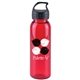 a transparent red bottle & black lid 24 oz the outdoorsman bottle with crest lid - made with tritan