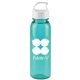 aerial view a transparent teal bottle & white lid 24 oz the outdoorsman bottle with crest lid - made with tritan, image 1 of 3