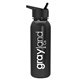 aerial view a metallic black bottle & black lid terrain - 24 oz metalike bottle with flip straw lid, image 1 of 2
