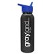 a metallic black bottle & blue lid terrain - 24 oz metalike bottle with flip straw lid