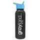 a metallic black bottle & cyan lid terrain - 24 oz metalike bottle with flip straw lid