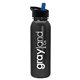 a metallic black bottle & black/blue spout lid terrain - 24 oz metalike bottle with flip straw lid