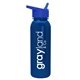 aerial view a metallic blue bottle & blue lid terrain - 24 oz metalike bottle with flip straw lid, image 1 of 2