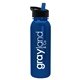 aerial view a metallic blue bottle & black/blue spout lid terrain - 24 oz metalike bottle with flip straw lid, image 1 of 2