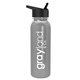 aerial view a silver bottle & black lid terrain - 24 oz metalike bottle with flip straw lid, image 1 of 2