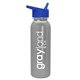 aerial view a silver bottle & blue lid terrain - 24 oz metalike bottle with flip straw lid, image 1 of 2