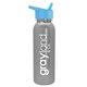 a silver bottle & cyan lid terrain - 24 oz metalike bottle with flip straw lid