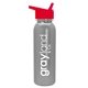 aerial view a silver bottle & red lid terrain - 24 oz metalike bottle with flip straw lid, image 1 of 2