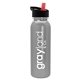aerial view a silver bottle & black/red spout lid terrain - 24 oz metalike bottle with flip straw lid, image 1 of 2