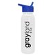 aerial view a white bottle & blue lid terrain - 24 oz metalike bottle with flip straw lid, image 1 of 2