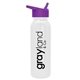 aerial view a white bottle & violet lid terrain - 24 oz metalike bottle with flip straw lid, image 1 of 2
