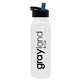 aerial view a white bottle & black/blue spout lid terrain - 24 oz metalike bottle with flip straw lid, image 1 of 2