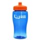 a transparent blue bottle & orange lid poly - pure jr. - 18 oz transparent bottle with push pull lid