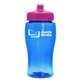 a transparent blue bottle & pink lid poly - pure jr. - 18 oz transparent bottle with push pull lid