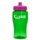 a transparent green bottle & pink lid poly - pure jr. - 18 oz transparent bottle with push pull lid