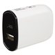aerial view a white with black ul listed 2- in -1 usb type - c wall adapter, image 1 of 6