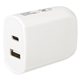 aerial view a white with white ul listed 2- in -1 usb type - c wall adapter, image 1 of 3