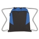 aerial view a black with royal blue tahoe heathered drawstring backpack, image 1 of 2