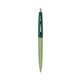 a metallic green barrel & forest green cap clic pen - blue and black ink