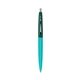 a teal barrel & forest green cap clic pen - blue and black ink