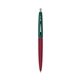 a burgundy barrel & forest green cap clic pen - blue and black ink
