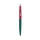 a forest green barrel & red cap clic pen - blue and black ink