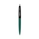 a forest green barrel & black cap clic pen - blue and black ink