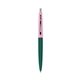 a forest green barrel & pink lemonade cap clic pen - blue and black ink