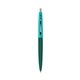 a forest green barrel & teal cap clic pen - blue and black ink