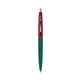a forest green barrel & burgundy cap clic pen - blue and black ink