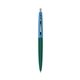 a forest green barrel & blue cap clic pen - blue and black ink