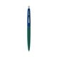 a forest green barrel & navy cap clic pen - blue and black ink