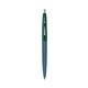 a metallic dark blue barrel & forest green cap clic pen - blue and black ink