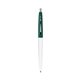 a white barrel & forest green cap clic pen - blue and black ink