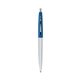 a metallic silver barrel & royal cap clic pen - blue and black ink