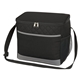 aerial view a black with gray accent carter quilted cooler bag, image 1 of 2