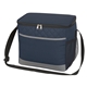aerial view a navy with gray accent carter quilted cooler bag, image 1 of 5
