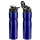 aerial view a metallic blue crescent 25 oz stainless steel bottle, image 1 of 2